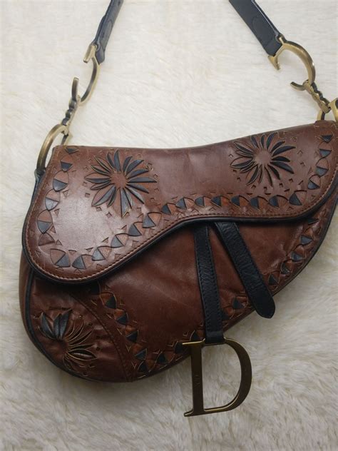 dior saddle bag vintage brown|original Dior saddle bag.